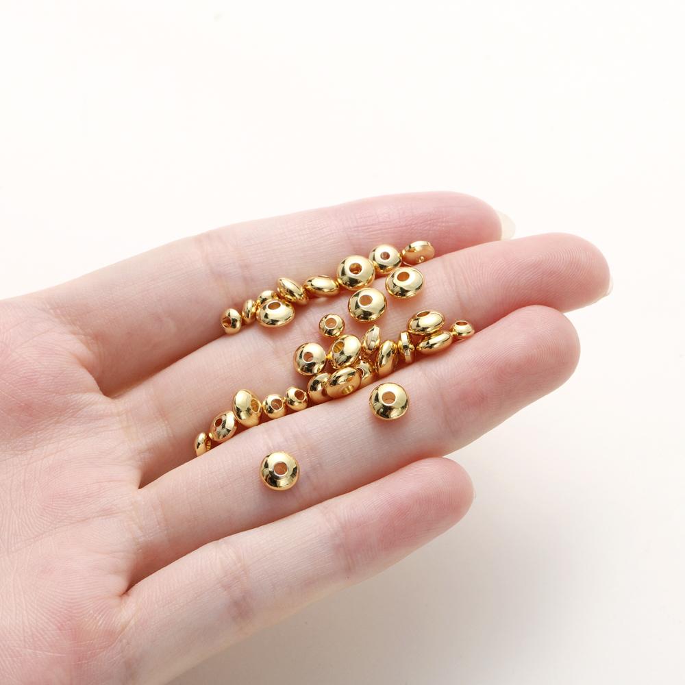 20/30/50pcs 14K 18K Gold Plated Copper Metal 4 5 6mm Spacer Beads For Jewelry Making Handmade DIY Bracelets Beads Accessories