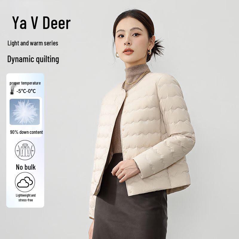 Женская легкая пуховая куртка Yalu 2025 с волнообразной стежкой и круглым вырезом