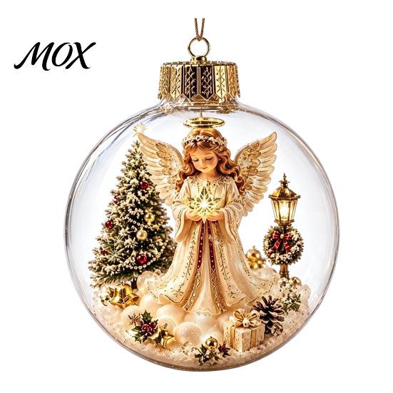 Christmas Housewarming Gifts Story Ornament, Acrylic Hanging Angel Santa Claus Xmas Tree Decorations Candy House Designs, Ball Shape Festive