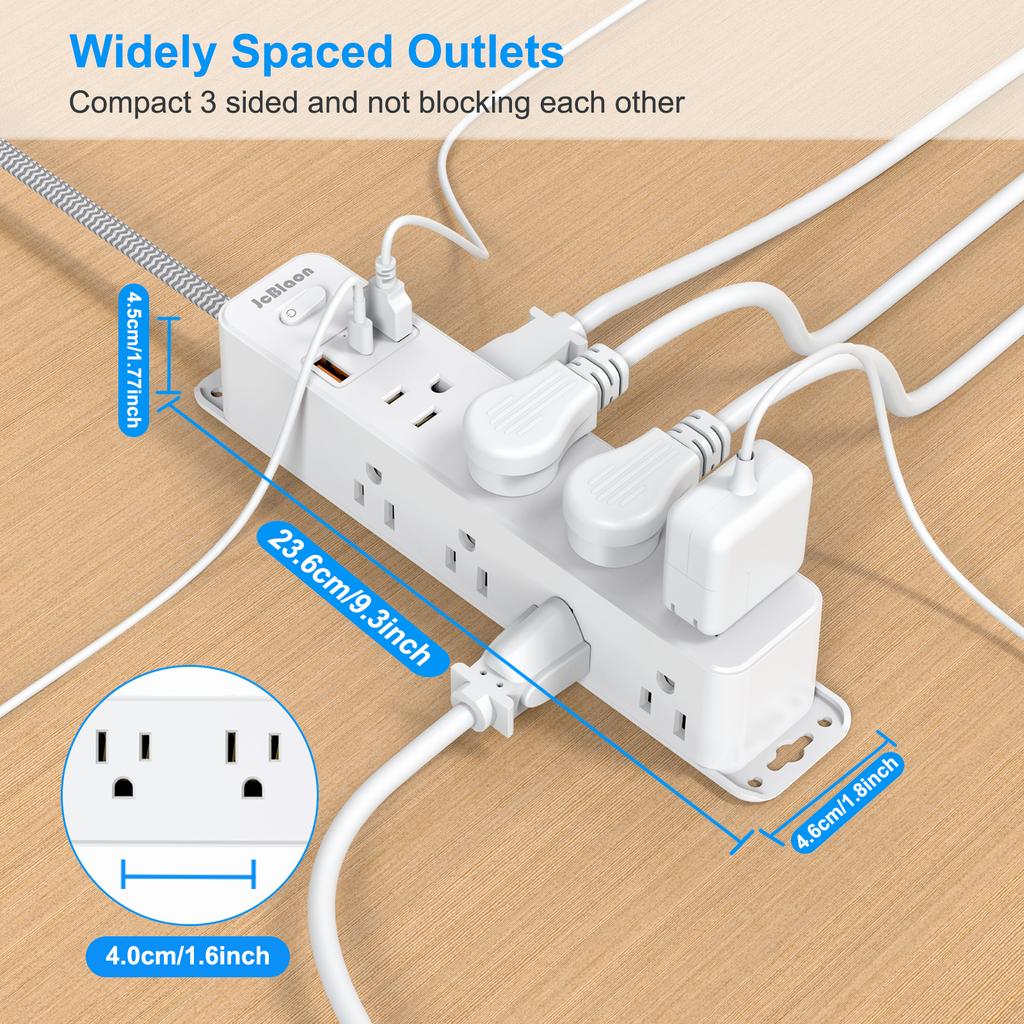 3-seitige Mehrfachsteckdose 15-IN-1 US-Stecker Stromleiste AC-Steckdosen USB Typ C 1,5 m Verlängerungskabel Heimnetzwerkfilter