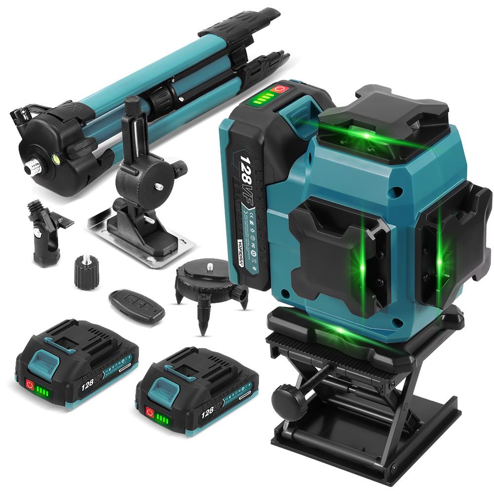 Yofidra 16 Lines 4D Laser Level Automatic 360 Horizontal Vertical Self-leveling Ultra Powerful Green Beam For 18V Battery
