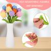 10 Pcs Crochet Tulips Flowers Artificial Flowers Bouquet Finished Handmade Knitted Tulip Bouquets with Leave and Long Stem for Home Centerpieces