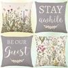 18 Inch Linen Pillowcase Spring Flower Printed Design Without Core