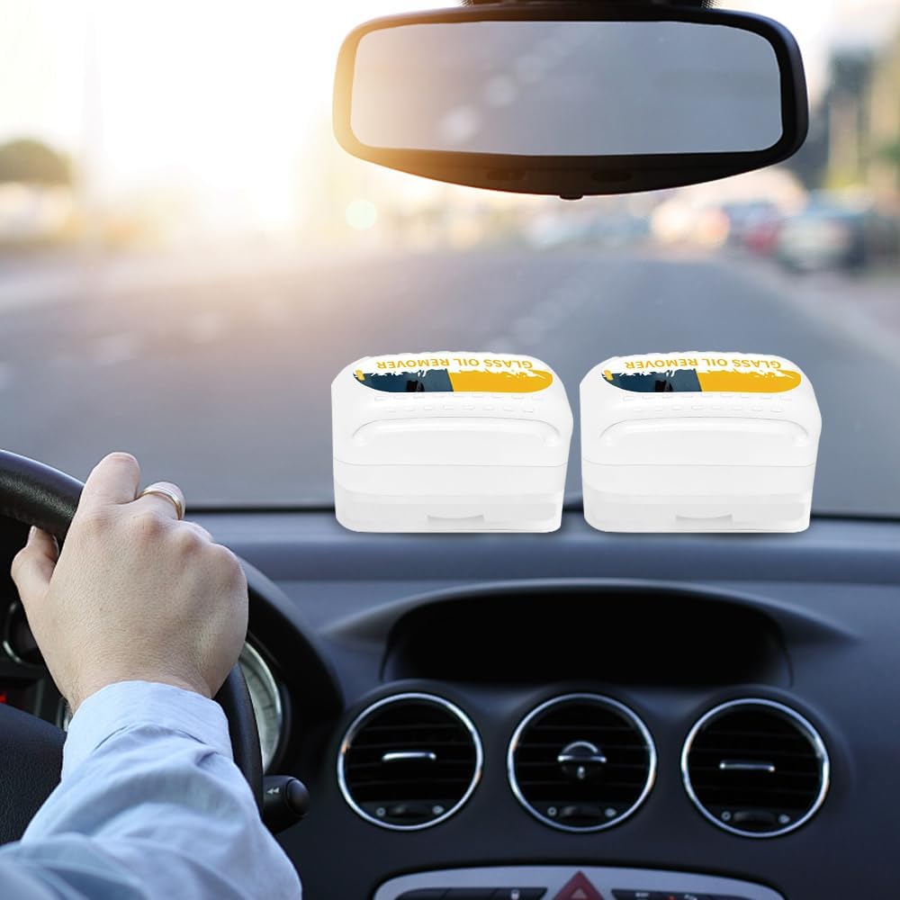Oil Film Cleaning Brush for Car Windows,2025 Upgrade Reusable Automotive Oil Film Cleaning Brush,Mini Portable Car Window Oil Film Cleaner for