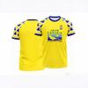 Football jersey yellow with blue/white geometric breathable sports T-shirt 3D high definition printing ideal jersey