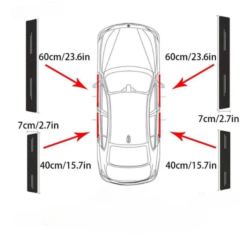 4Pcs/set New Universal Carbon Fiber Leather Car Door Sill Protection Strip Durable Anti-Scratch Decor Sticker Car Accessories
