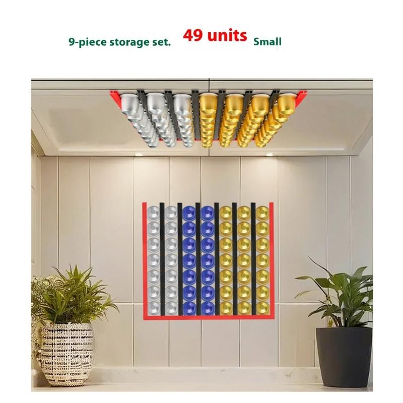 Adhesive Coffee Pods Holders Wall Mount PVC Materials Space Efficient Storage Rack Suitable With Various Brands Easy Installation No Damage To Front