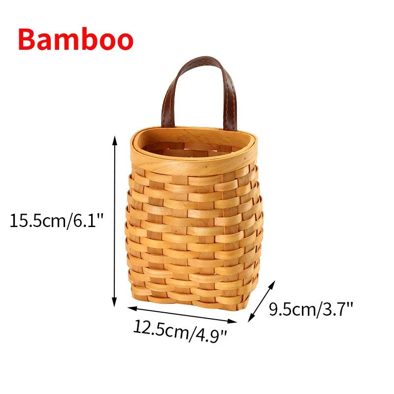 Kitchen Storage Basket with Handle Woven Hanging Baskets for Living Room Fruit Sundries Organizer Home Decor Hand-woven Baskets