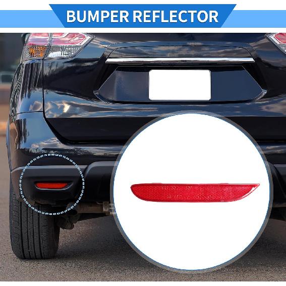 Bumper Reflector Compatible for Nissan Rogue 2014-2022, Durable ABS Plastic Red Rear Left Bumper Reflector Side Marker