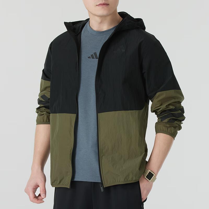 Adidas Future Icons Windbreaker Fashion Knit Windproof Casual Training Jacket Men Jacket Black Green JD4943