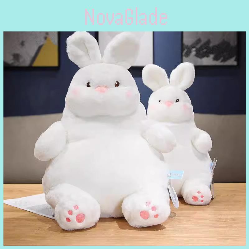 Large Plush White Rabbit Doll Soft Cuddly Lazy Bunny Stuffed Animal For Kids