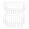 Refrigerator Freezer Basket, 2-Piece Rustproof Steel PE Coated White Rectangular Freezer Wire Storage Organizer for Kitchen (49.5cm Long x 24.5cm Wide