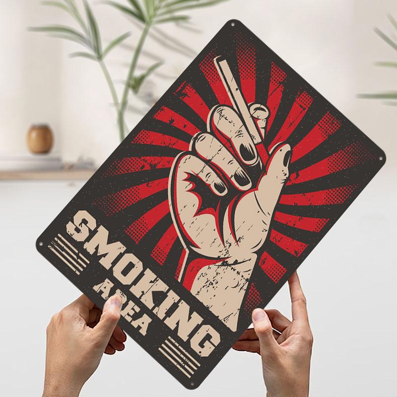 

Smoking Area Pop Art Tin Plaque Poster Customized Wall Art Retro Vintage Metal Signs for Man Cave Coffee Bar Accessories Decor 7.9x11.8In(20x30cm)