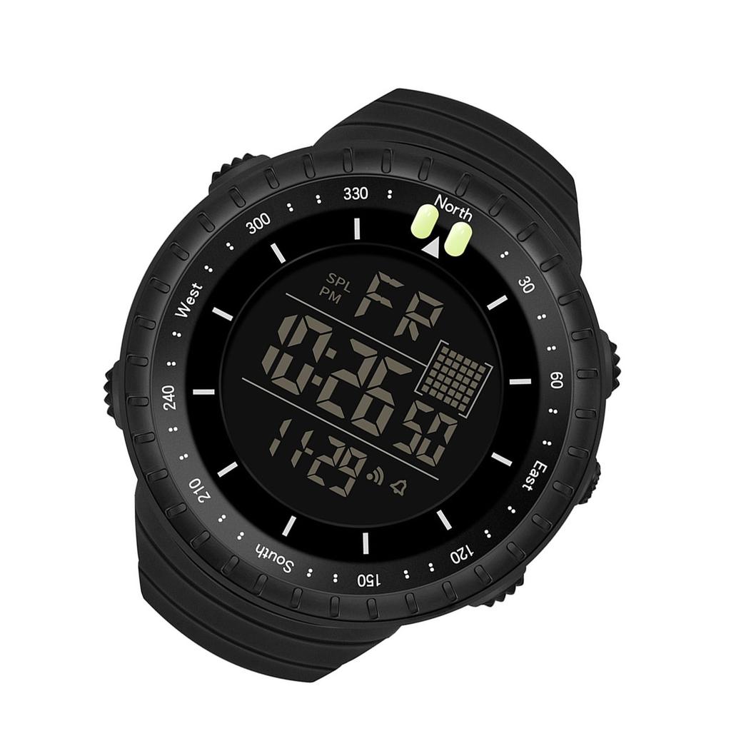 Electronic Sports Watch Waterproof Night Light Large Screen Quick Release Strap Digital Watch Black