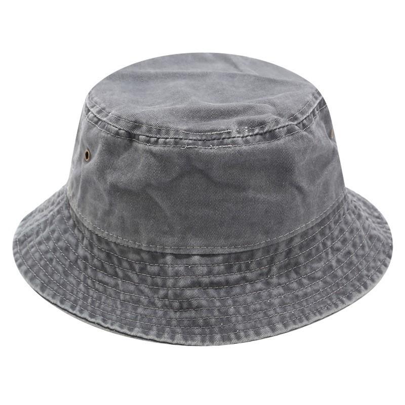 Mens Womens Washed Plain Bucket Hat All Season Outdoor Travel Sun Protection Cap