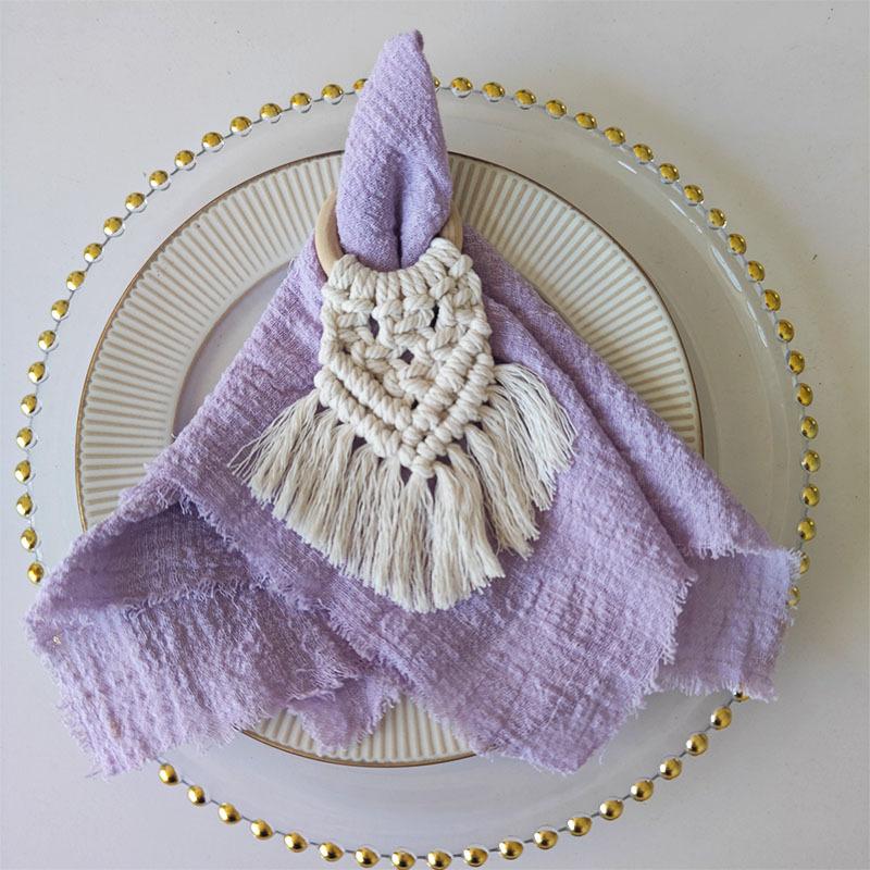 10 szt. 32X32Cm Gazy Bawełniana Serwetka Wielokrotnego Użytku Ściereczka do Herbaty Wesele Impreza Boże Narodzenie Dekoracja Stołu Retro Postrzępiona Serwetka