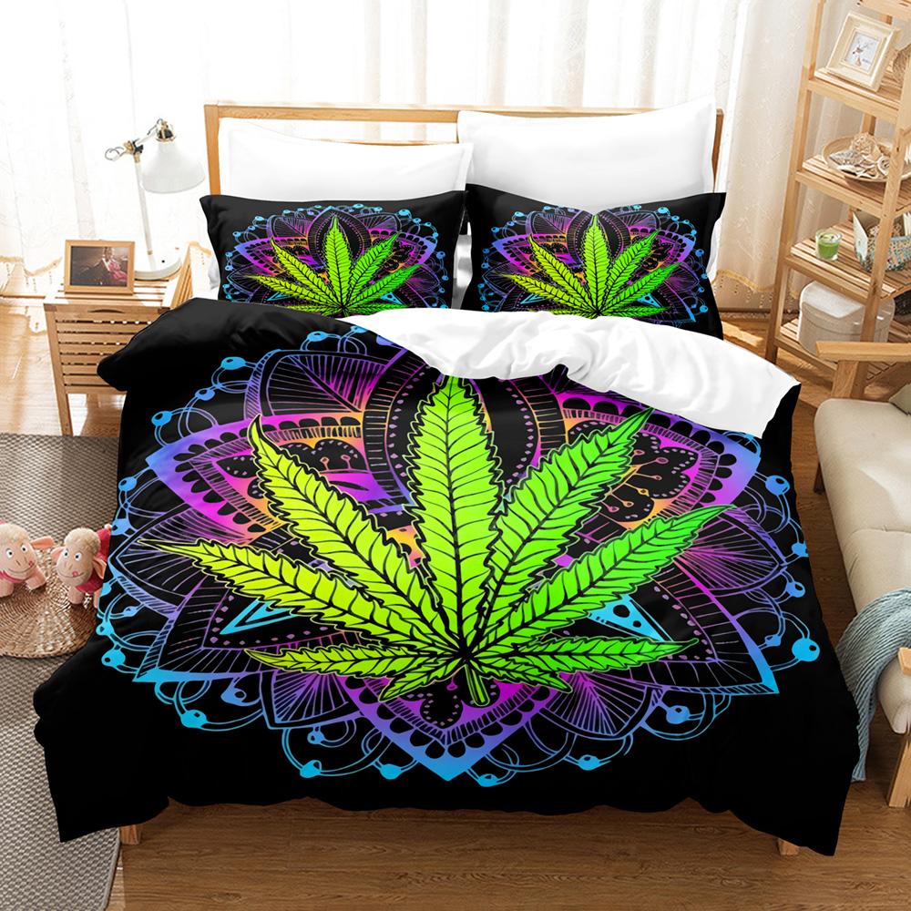 Comforter Colorful Maple Leaves Bedding Set Single Twin Full Queen King Size Cool Bed Set Aldult Kid Bedroom Three-Piece Suits 3