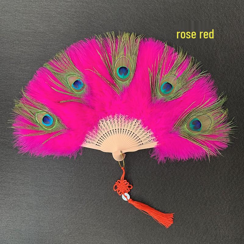 Peacock Feather Fan: Live Stream Cheongsam Fashion Show Accessory
