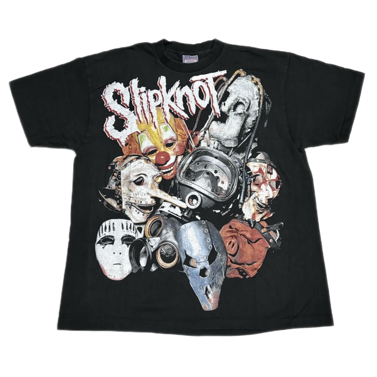 SLIPKNOT AOP Vintage 2001 MASKS BIG FACE 90s Nu Metal Band XL REPRINT Unisex T-Shirt S
