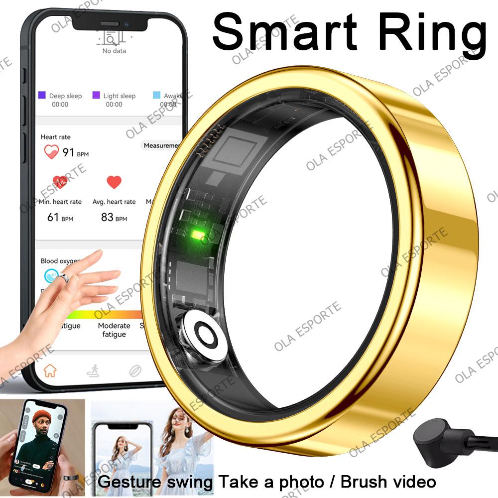 Smart Ring Men Women with Charging Case,Heart Rate Blood Oxygen Monitoring 5ATM Waterproof Multi-sports Rings For Android iOS