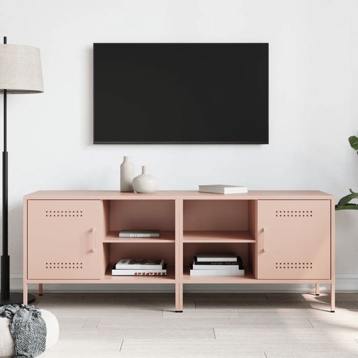 VidaXL Meubles TV 2 pcs rose 68x39x50,5 cm acier, support TV, buffet TV, meuble multimédia, banc TV, armoire hifi 842997
