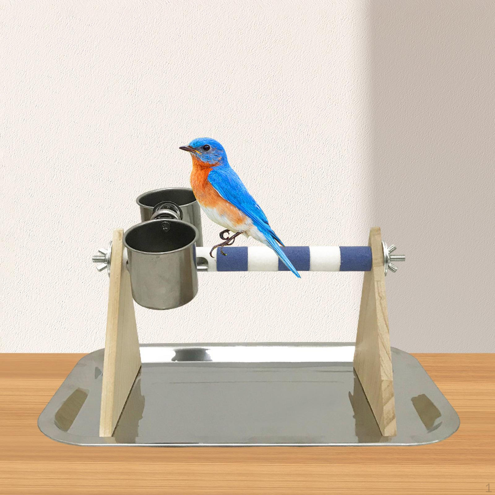 

Птица попугай игровая площадка кормушка миска для еды практичная игровая подставка деревянная жердочка для волнистого попугайчика White Blue