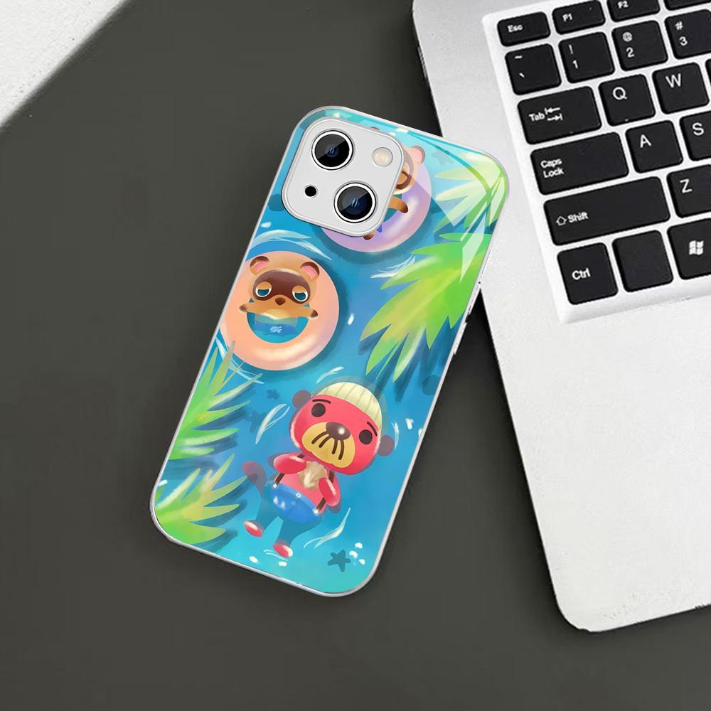 

A-Animal C-Crossing Phone Case For iPhone 14 13 12 Mini 11 Pro XS Max X XR 14 Plus Tempered Glass Cover iphone 13pro max