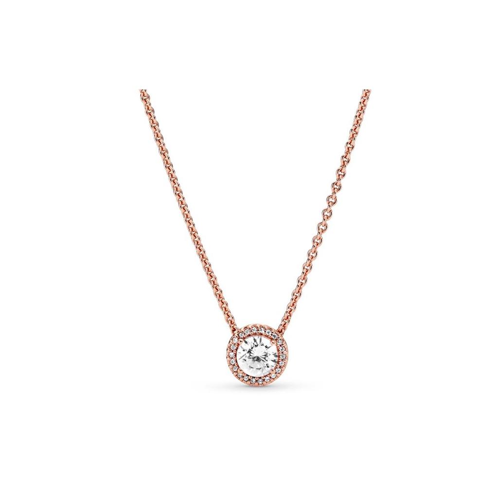 Pandora Klasyczny Elegancki Srebrny 925 Naszyjnik Choker Kobiety naszyjnik Różowe Złoto 386240CZ