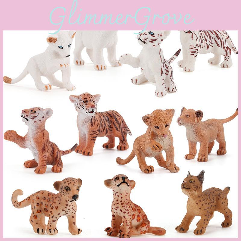 Action Tiger Lion Figure Cartoon Model Toy Decoration Children Ornament Gifts