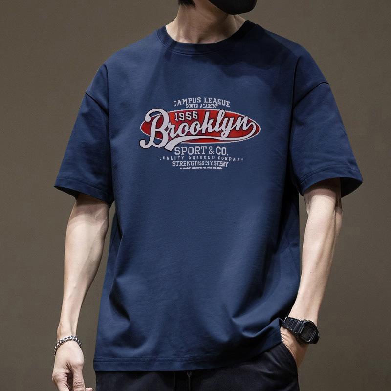 Simple T-shirt Men's print Summer Trendy Printed Cotton Short Sleeved Loose Trendy Breathable T-shirts