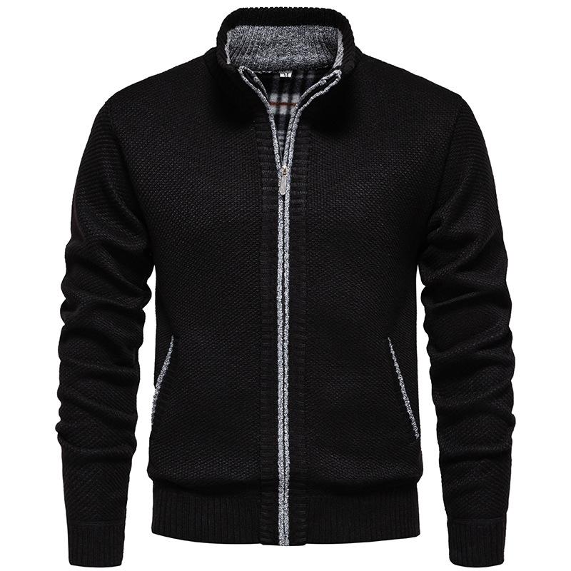 

Men s Stand-up Collar Sweater Autumn and Winter New Cardigan Top Korean Slim Solid Color Sweater Men s Dad Outfit M