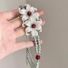 Elegant Imitation Pearl Pendant Choker Necklace, Crystal Flower Butterfly Layered Neck Chain, Victorian Style Clavicle Necklace for Women