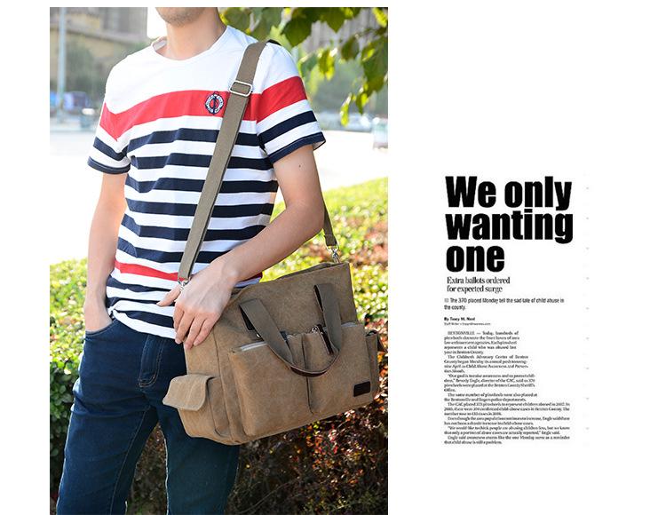 Men's Large Capacity Casual Canvas Crossbody Handbag