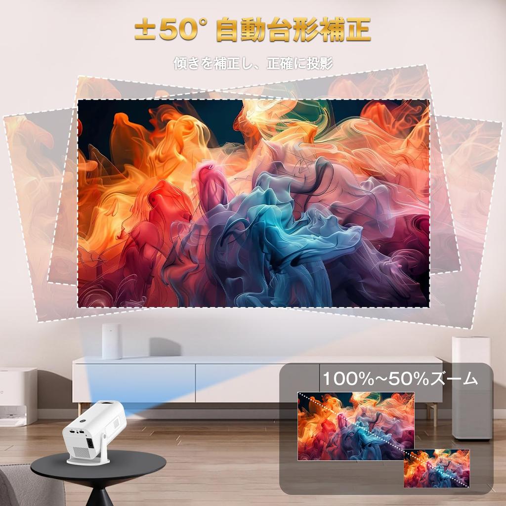 Heshare Compact Projector Ceiling Projection for Home Automatic Keystone Bluetooth 4K Large Integrated Ideal for Single Connects To Switch PlayStation