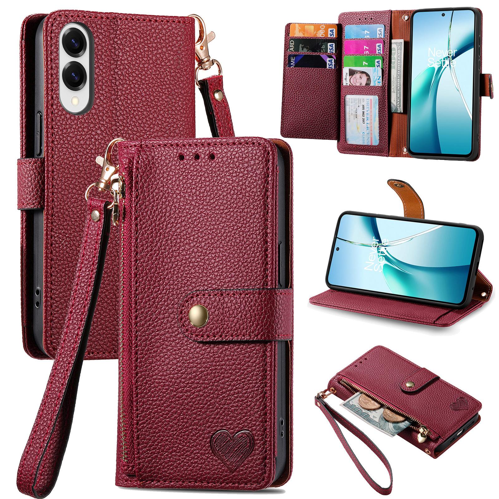 

For Samsung Galaxy S25 Edge Case RFID Blocking Zipper Pocket Leather Wallet Phone Cover with Strap C