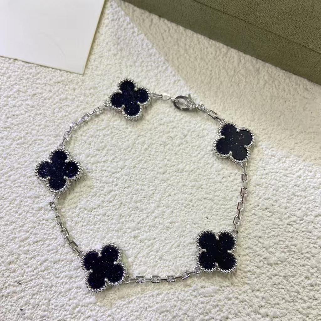 High Version Double-sided Four-leaf Clover Bracelet Fantasy 18K Rose Gold Mother-of-pearl CNC Five-flower Bracelet