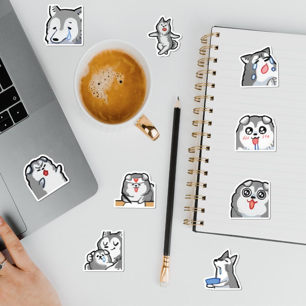 50 Cartoon Husky Emoticon Pack Doodle Stickers Creative Animal Stickers Water Cup Computer Waterproof Decorative Stickers