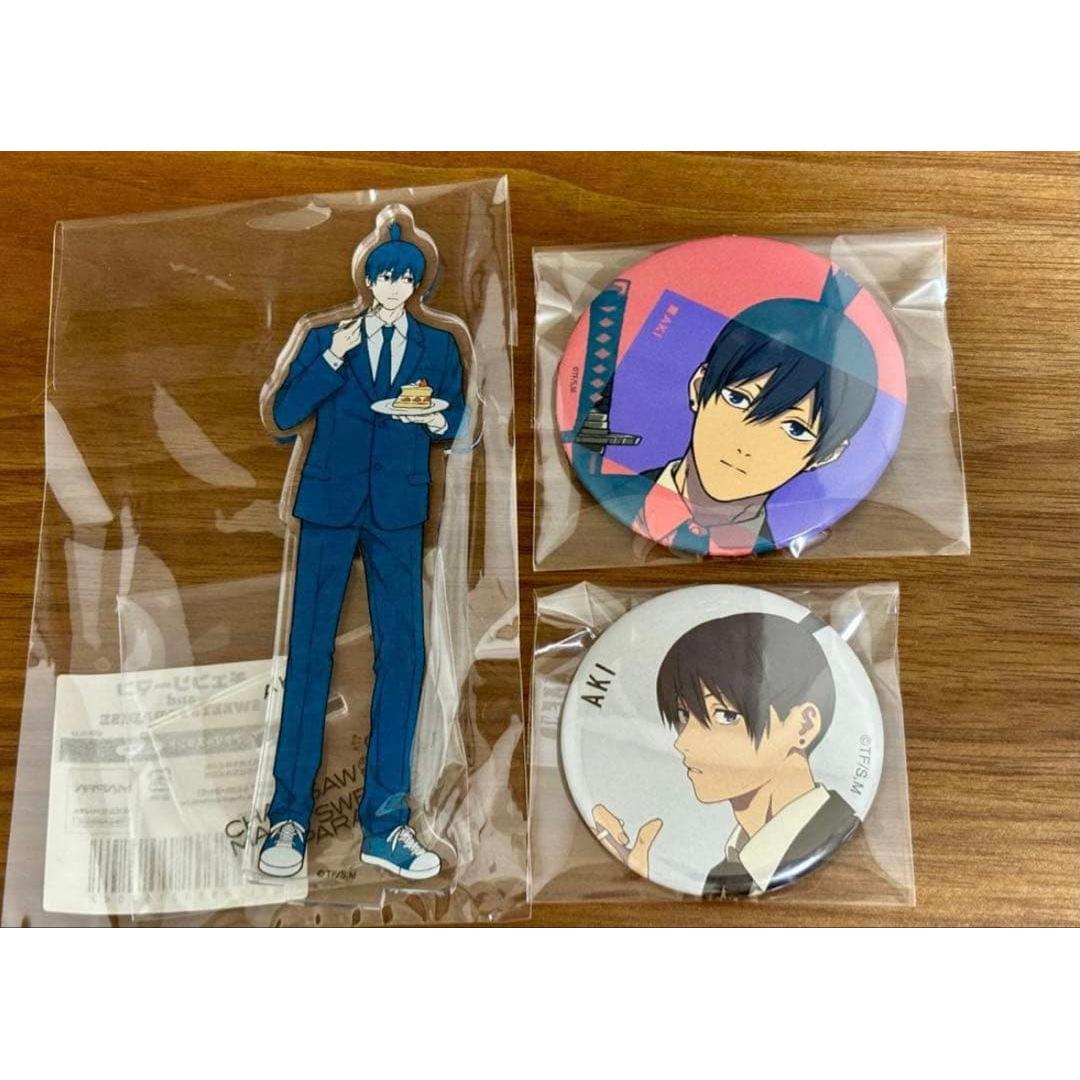 Used Chainsaw Man Aki Hayakawa Acrylic Stand Can Badge Set