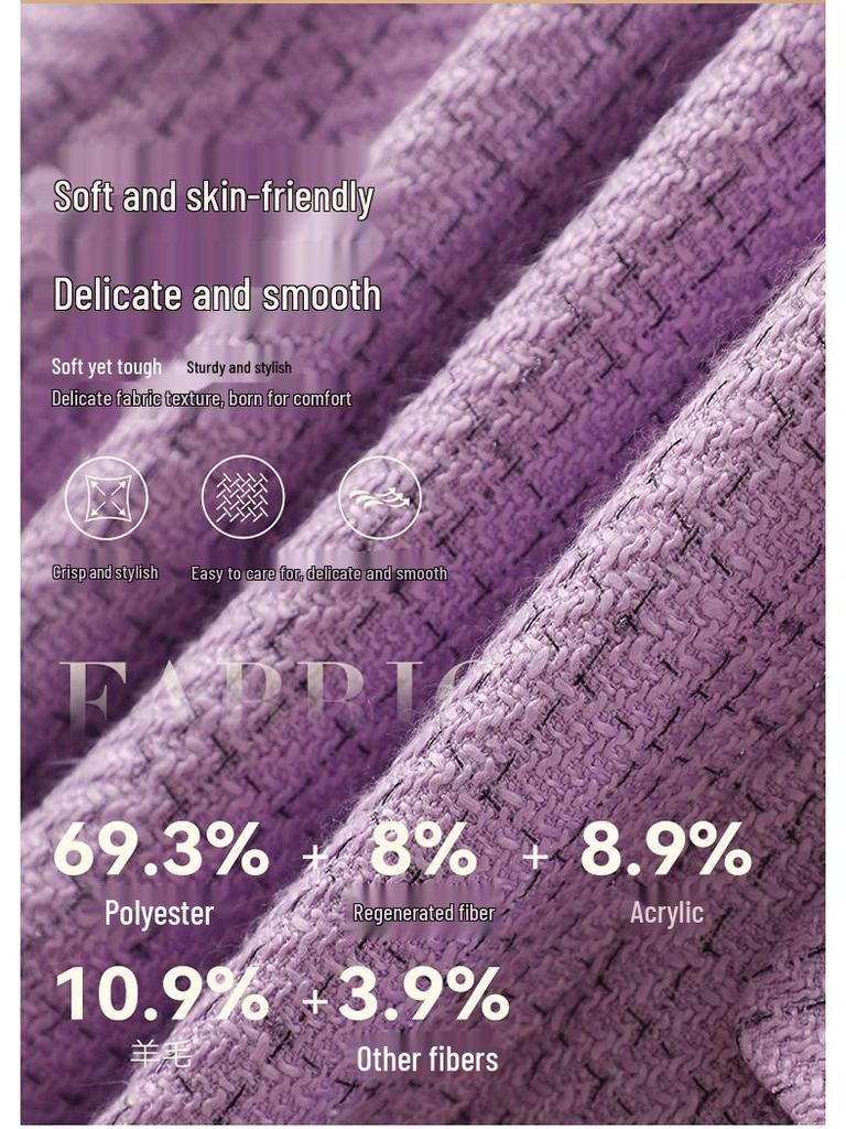 Women's Petite Purple Wool Suit Jacket - High-End Spring/Autumn 2024 Collection