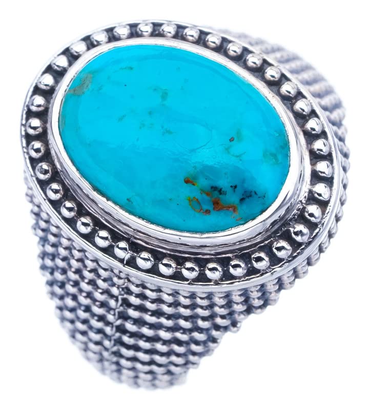 

StarGems® Natural Turquoise Handmade 925 Sterling Silver Ring 7.25 F0313