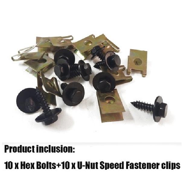 (20 Pcs) Metal Car Screw Body Fender Bumper Retainer U Nut Clips Gasket Fastener