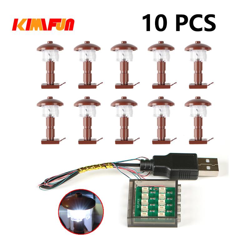 10Pcs 0.8Mm Pin Rgb Led Building Blocks Usb Lamp Diy Street Light City Electric Decorate 1X1 Brick Toy Compatible All Brands