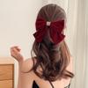 Claret Red Velvet Bow Hair Clip: Large Spring Clip for Women - Perfect for New Year & Christmas Hairstyles