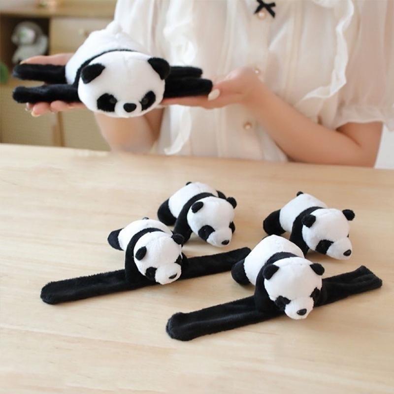 1pz Kawaii Animale Slap Snap Wrap Braccialetto Braccialetto Panda Peluche Anello Mano Braccialetto Per Bambini Giocattoli Compleanno Regalo Elegante