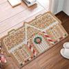 Cartoon Christmas Carpet Non-Slip Palace Shaped Gingerbread House Kitchen Rug Xmas Bedroom Welcome Doormat Christmas Decoration