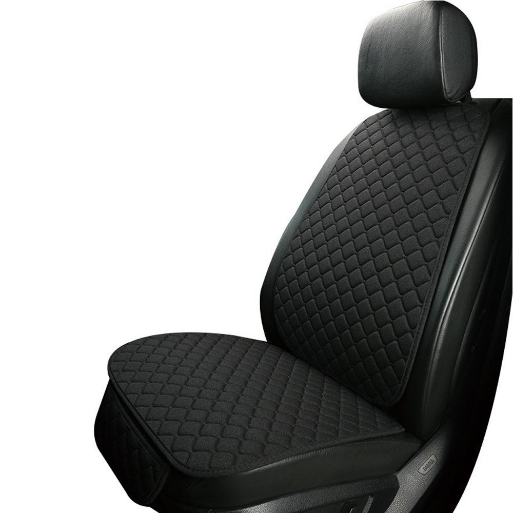 1 Set Black Car Front Seat Cover Cushion Linen Chair Pad Protector with Backrest