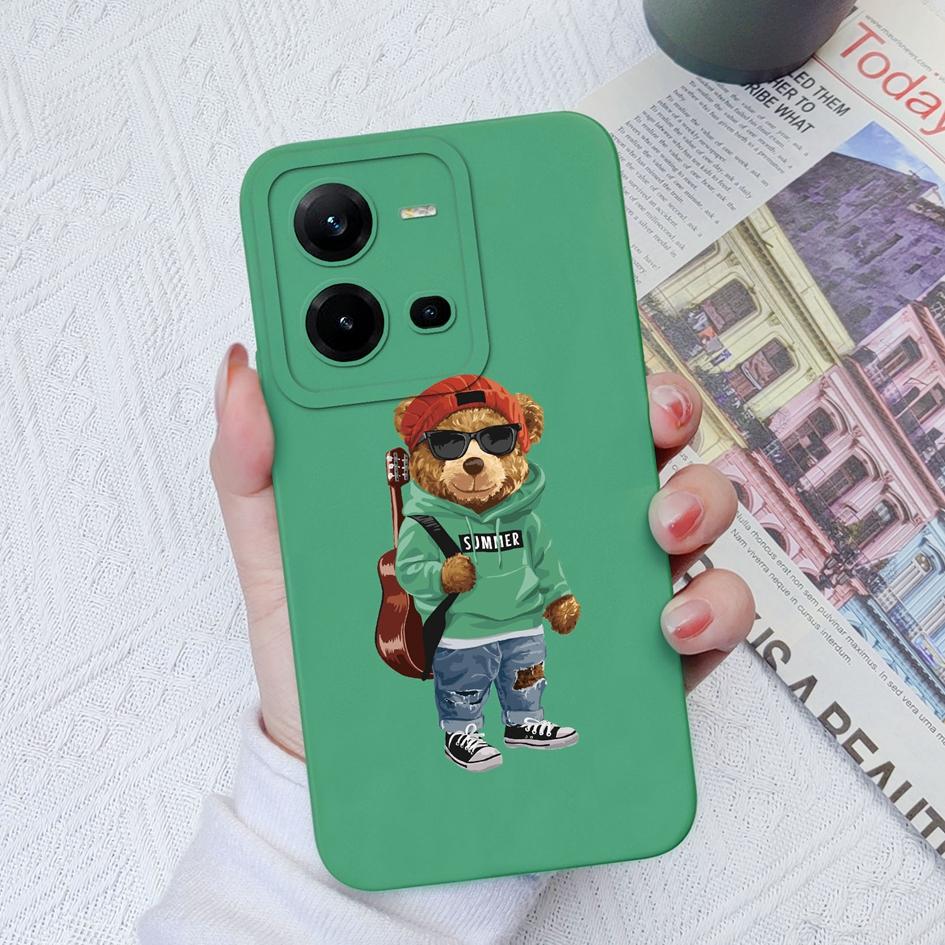 Phone Case For Vivo V19 Neo Z1 Z3X Z5X V21E V23E V25E V27 Pro V20SE V9 Cute Bear Shockproof Protective Soft Silicone Phone Cover For Vivo Bumper