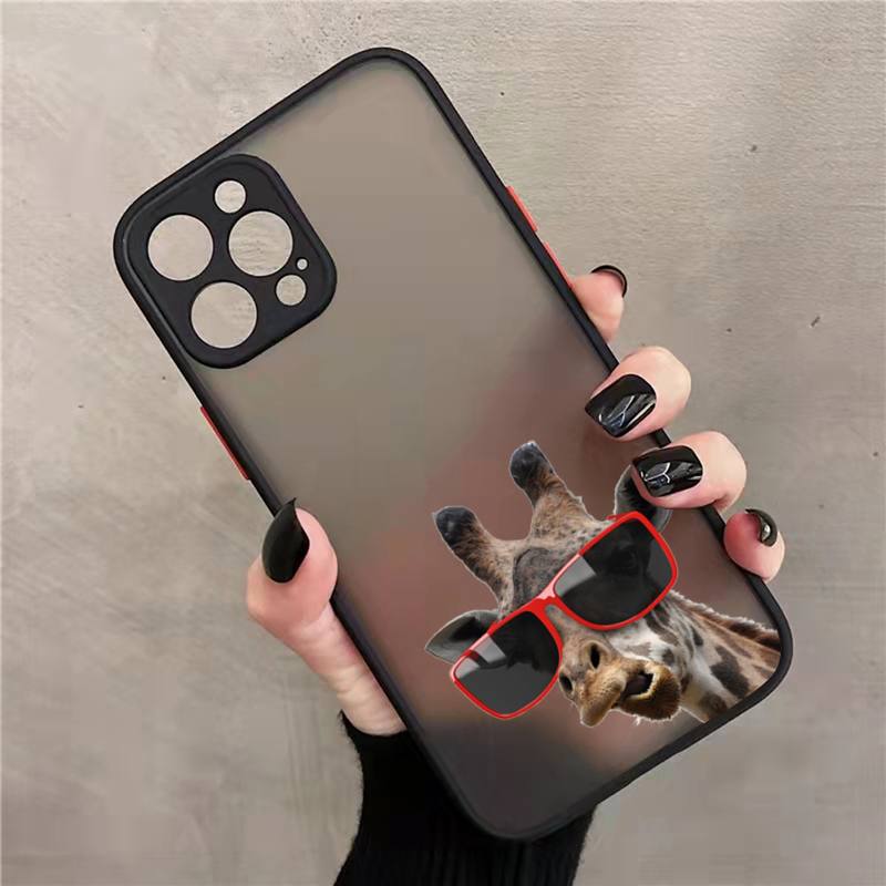 Žirafa zvíře roztomilé a vtipné Pouzdro na telefon matné průhledné Pro iphone 7 8 11 12 13 plus mini x xs xr pro max kryt