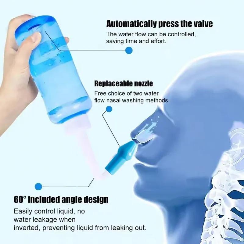 300-500ML Nasal Irrigator Nasal Rinse Bottle Nasal Wash Cleaner Nose Protector Avoid Allergic Rhinitis Adults Children Neti