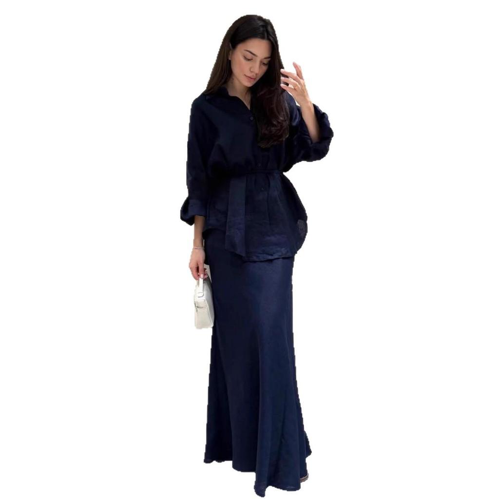 2025 Autumn Tie Waist Cardigan & Hip Wrap Skirt for Women: European, American & Middle Eastern Style